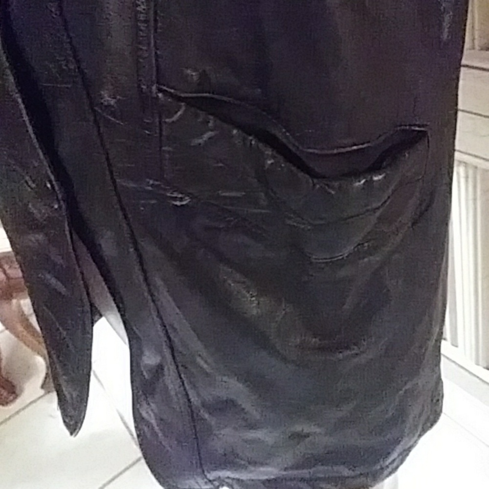 SALE Black leather car coat. - Picture 6 of 8